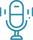 Wellness podcasts in English and Spanish covering emotional health, self-care, and personal growth Icon